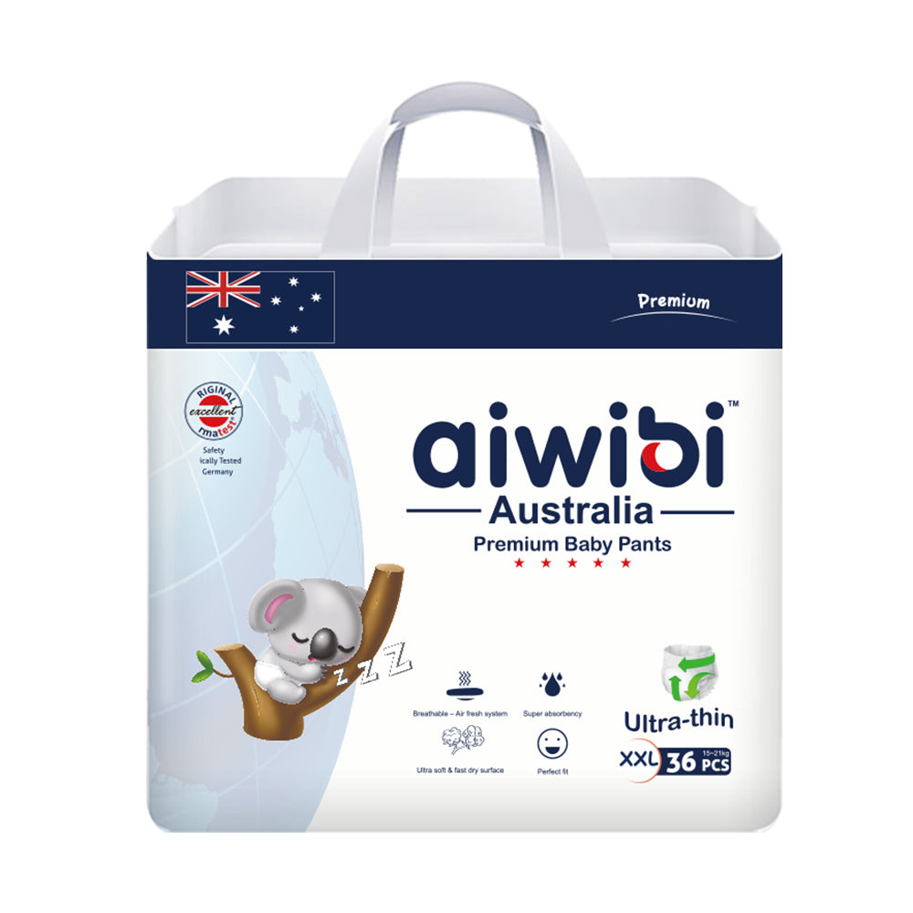 Aiwibi Premium Care Disposable Baby Pants with Super Absorbency - Size XXL, 36Pcs