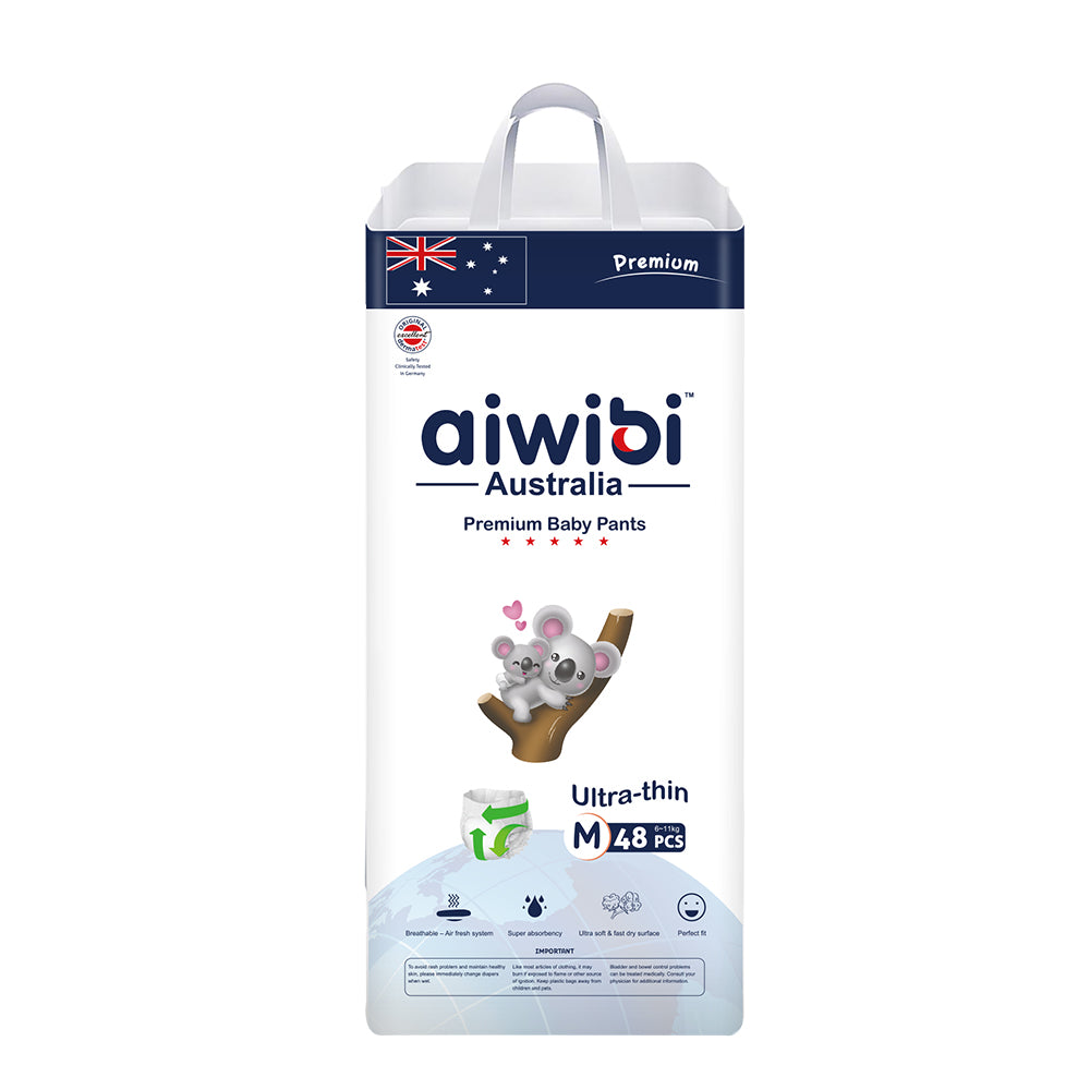 Aiwibi Premium Care Disposable Baby Pants with Super Absorbency - Size M, 48Pcs