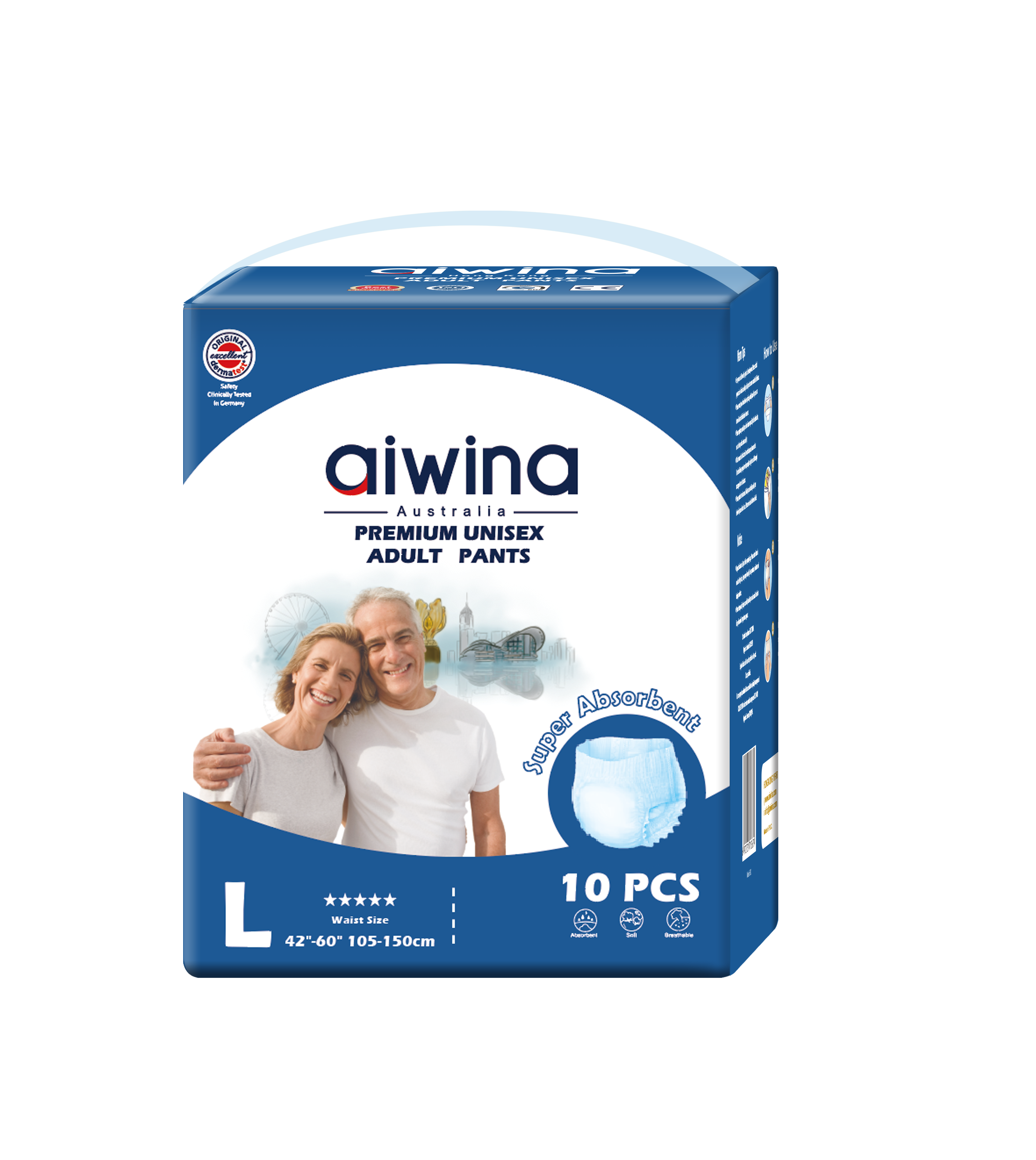 Aiwina Premium Unisex Adult Pants, Size M/L/XL - 10Pcs