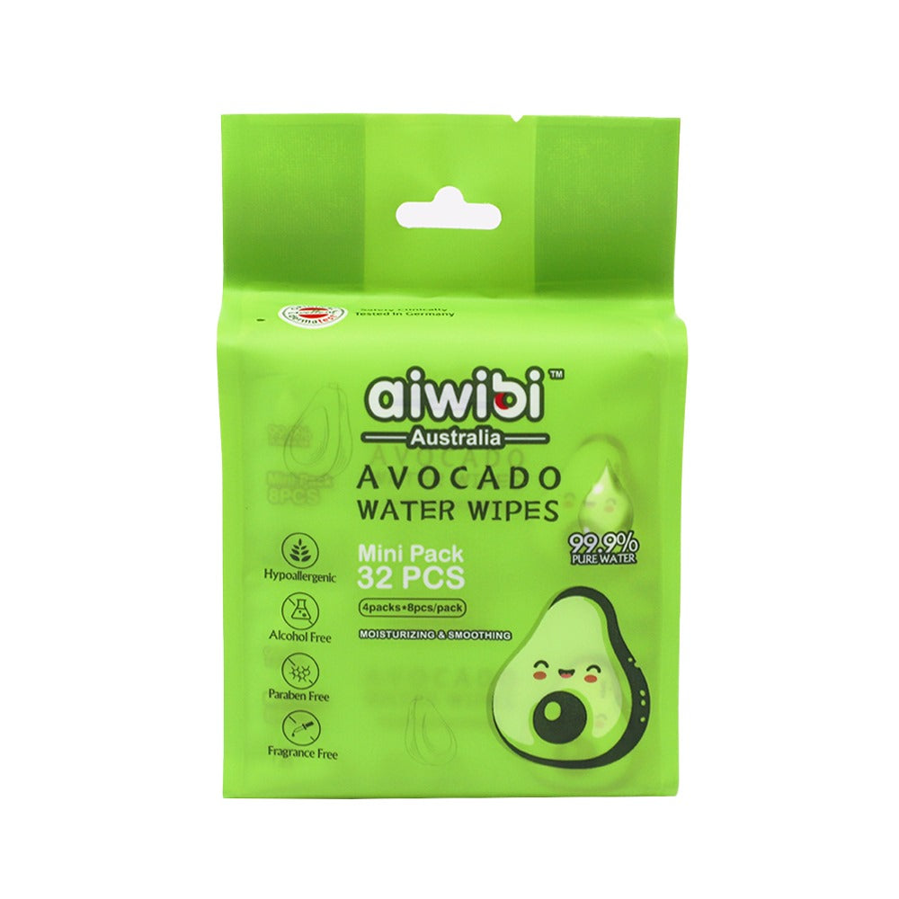 مناديل Aiwibi Mini Water Wipes 99.9% Avocado مقاس 4x8 - 32 قطعة